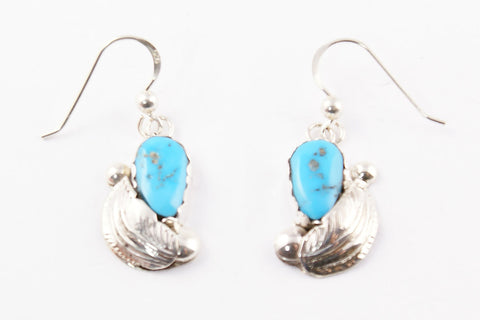 Zuni Turquoise Nugget Drop Earrings by Lydia Simplicio - Turquoise Village