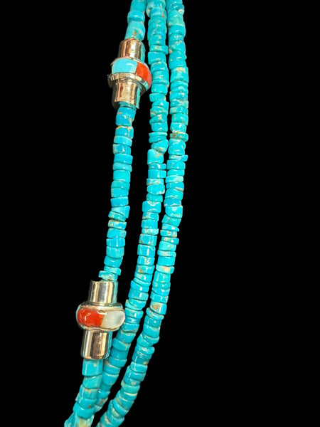 Turquoise Strand and Inlayed Necklace Set