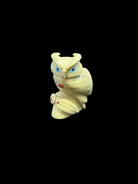 Owl Sitting On Rock Fetish-Carving