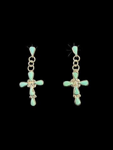 Turquoise Cross Dangle Earrings