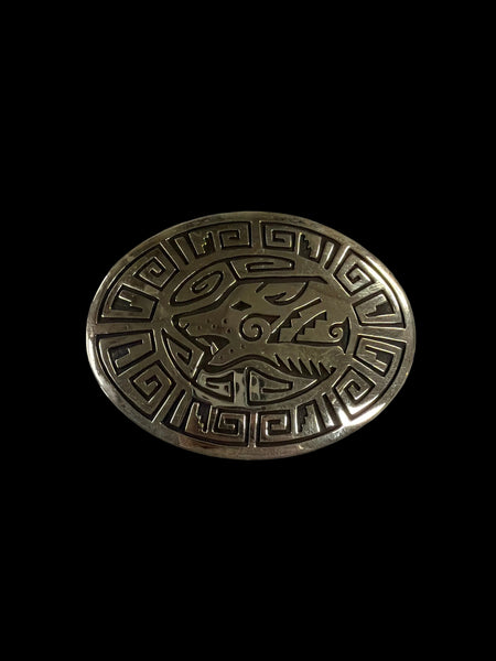 Silver Overlay Wolf Buckle