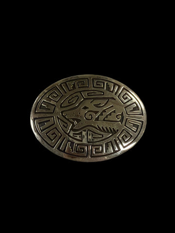Silver Overlay Wolf Buckle