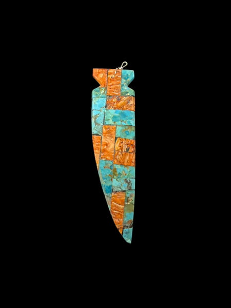 Turquoise and Spiney Oyster Arrowhead Pendant