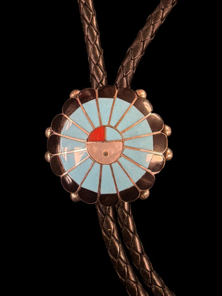 Turquoise Zuni Sunface Bolo Tie