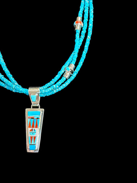 Turquoise Strand and Inlayed Necklace Set