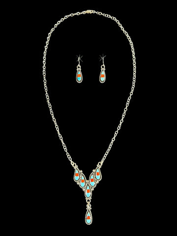Turquoise and Coral Necklace Set