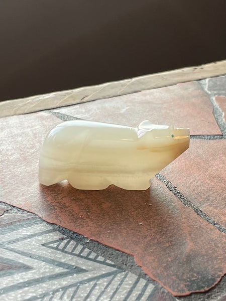 Onyx wolf fetish carving