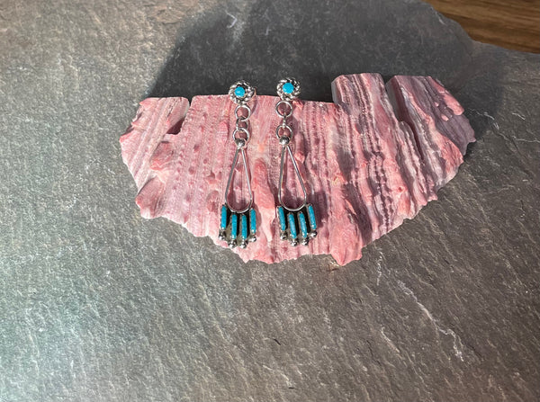 Turquoise needlepoint drop earrings