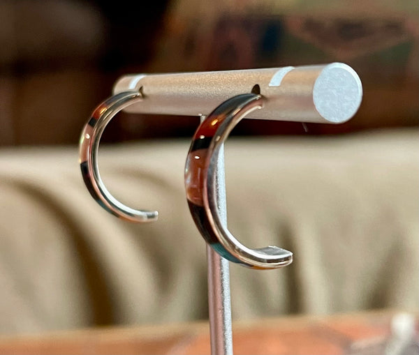 Multicolor half hoop inlay earrings