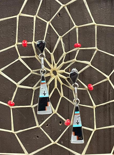 Zuni inlay dangle earrings