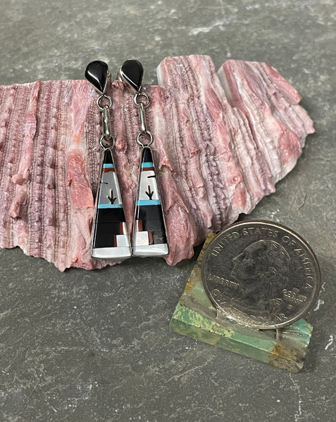 Zuni inlay dangle earrings