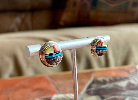 Contemporary Zuni inlay post earrings