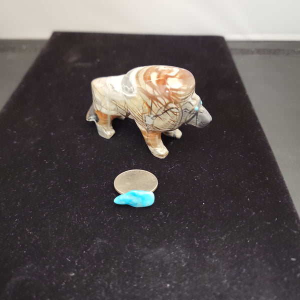 Picasso marble lion fetish carving