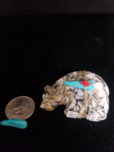 Pinolite bear fetish carving