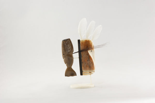 Ivory & Whalebone Whale and Hunter Shaman Mask by Jerome Saclamana - Turquoise Village - 2