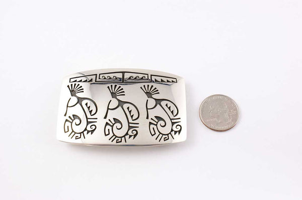 Hopi Overlay Kokopeli Buckle by Floyd Lomakuyvaya - Turquoise Village - 2
