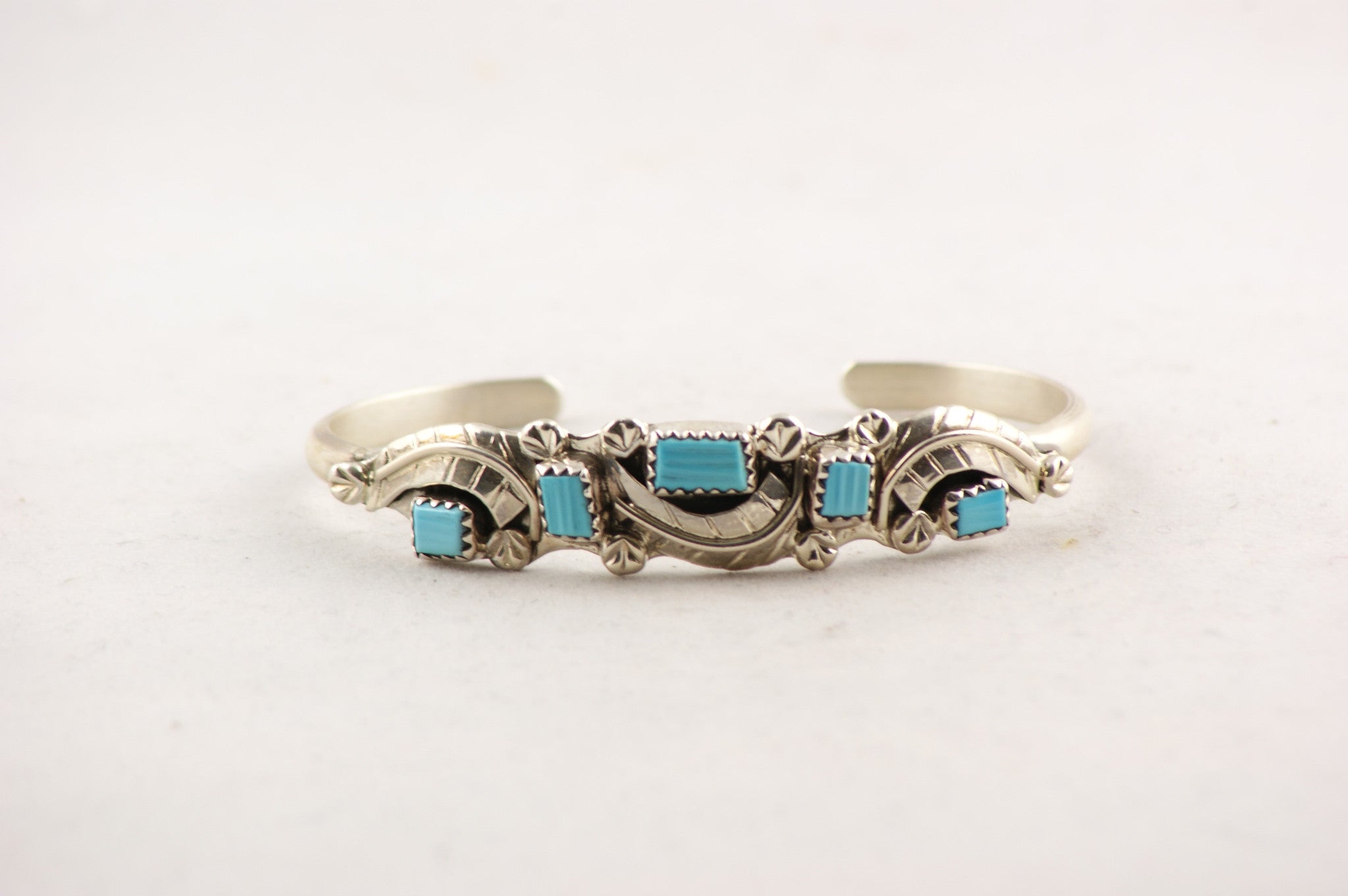 Vintage Zuni Turquoise Rosette Bracelet Sterling Silver Chavez -  Yourgreatfinds