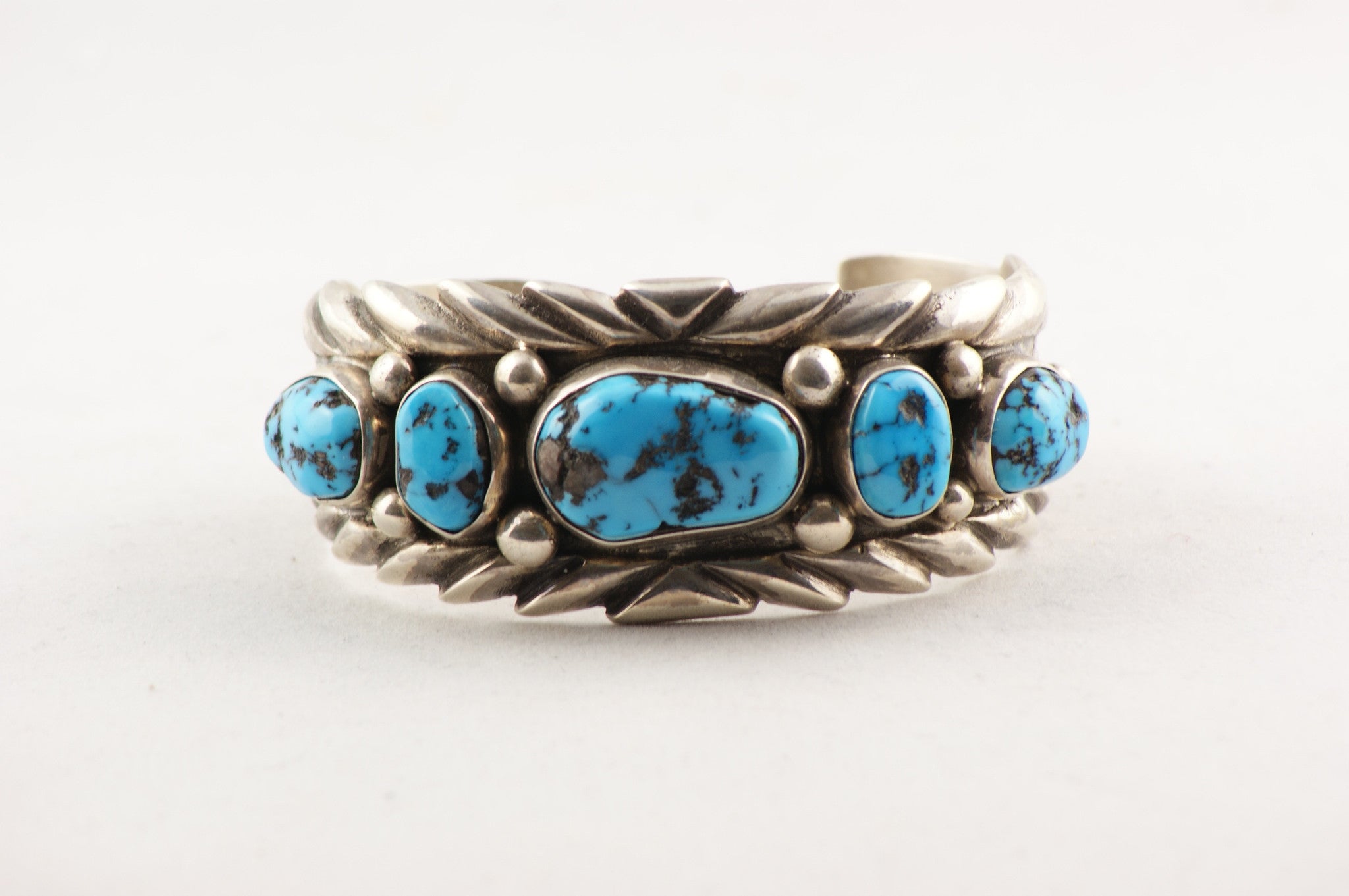 Navajo Turquoise Nugget Cuff Bracelet by Wilson Begay