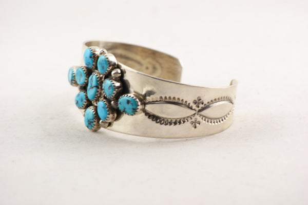 Navajo Clusterwork Turquoise Cuff Bracelet by Leonard Chee - Turquoise Village - 2