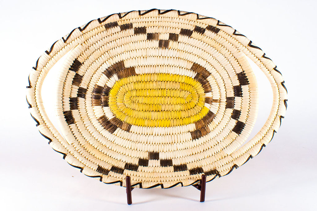 Handwoven Tohono O'odham Basket With Handles - Turquoise Village