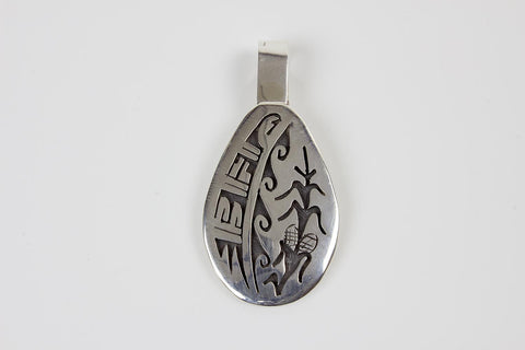 Hopi Overlay Parrot and Waterwave Pendant by Darren Silas - Turquoise Village - 1