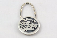 Hopi Sterling Silver Overlay Coyote Key Ring by Ben Mansfield