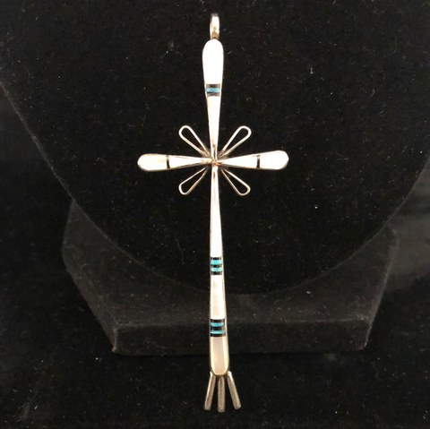 Zuni inlay cross pendant