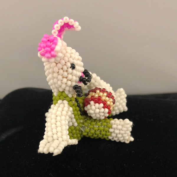 Easter bunny beaded doll