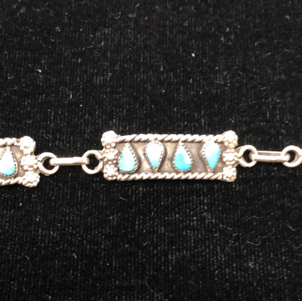 Turquoise and silver link bracelet