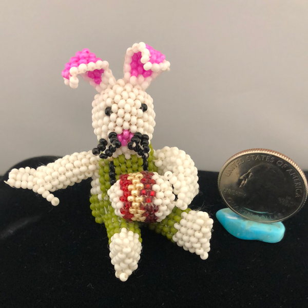 Easter bunny beaded doll