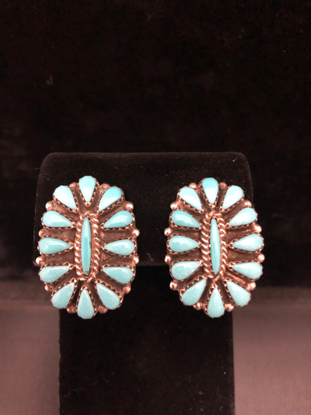 Turquoise cluster post earrings