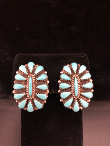 Turquoise cluster post earrings