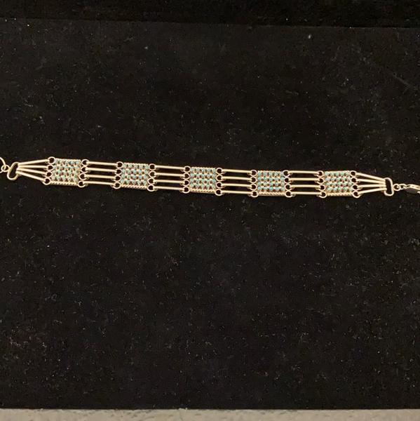 Zuni snake eyes link bracelet - 4 rows