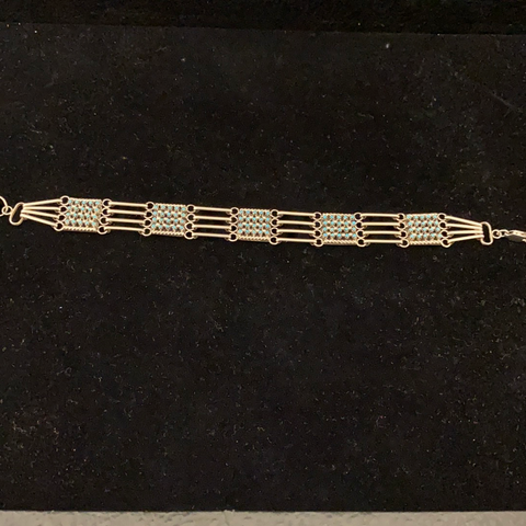Zuni snake eyes link bracelet - 4 rows
