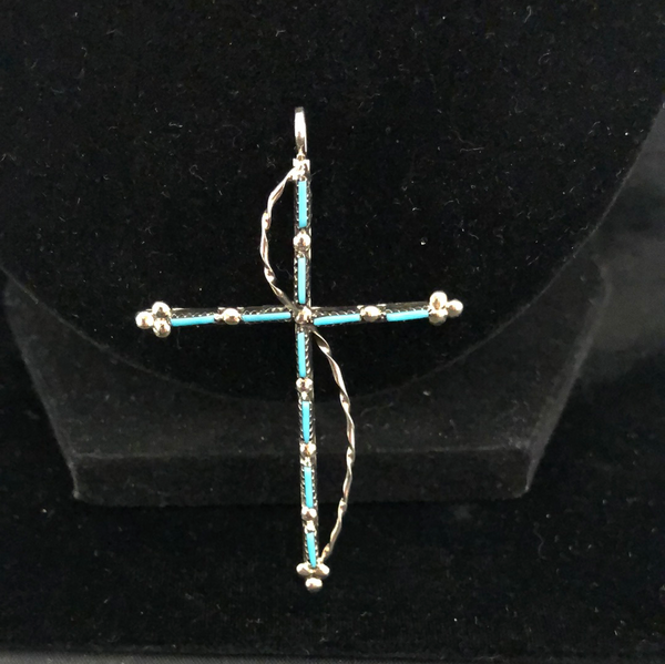 Needlepoint cross pendant