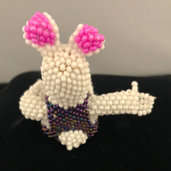Easter bunny beaded doll
