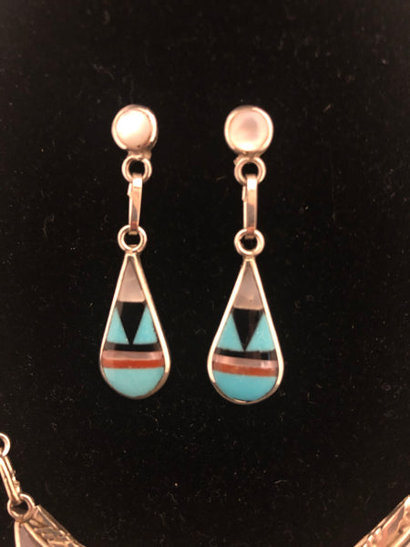 Zuni inlay necklace and earring set