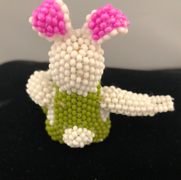 Easter bunny beaded doll