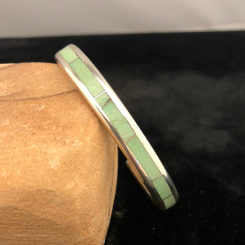 Sterling silver and verasite channel inlay bracelet