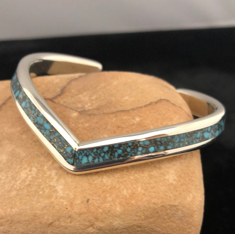 Sterling silver and webbed turquoise bracelet