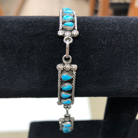 Turquoise and silver link bracelet
