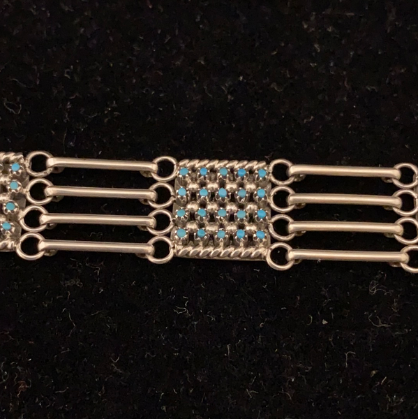 Zuni snake eyes link bracelet - 4 rows
