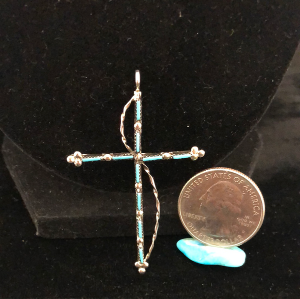 Needlepoint cross pendant