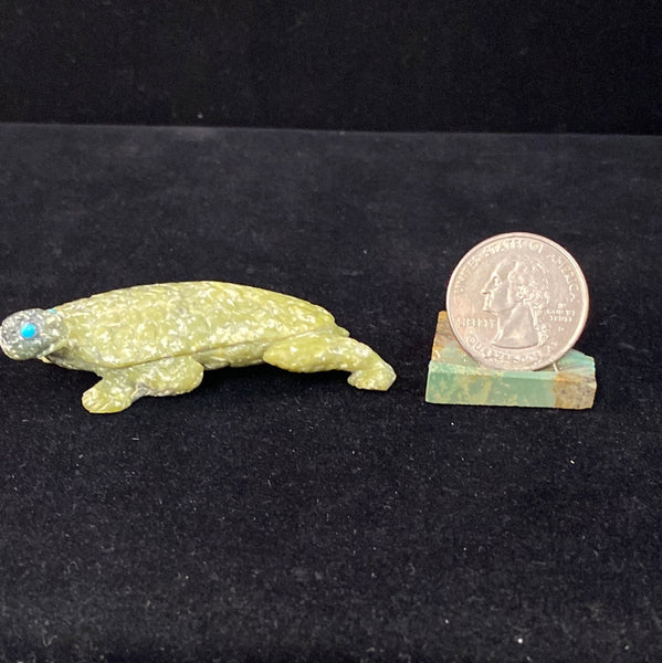Green Serpentine Walking Turtle Fetish Carving