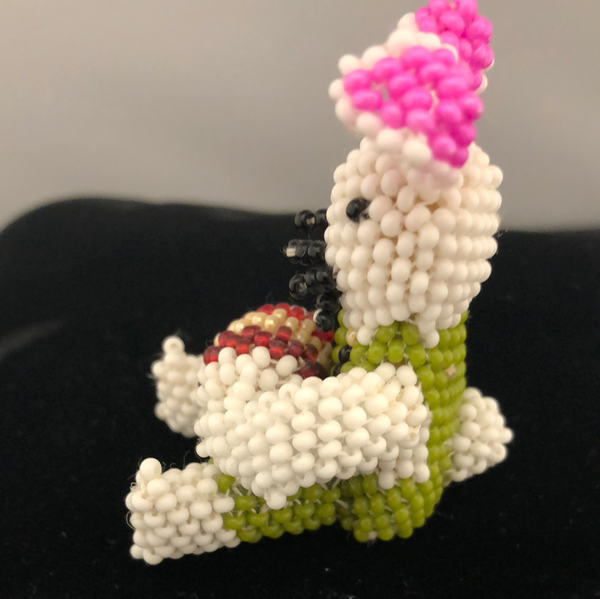 Easter bunny beaded doll