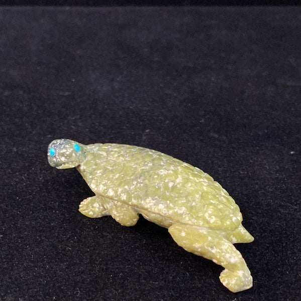 Green Serpentine Walking Turtle Fetish Carving