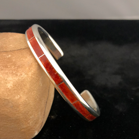 Sterling silver and spiney oyster channel inlay bracelet