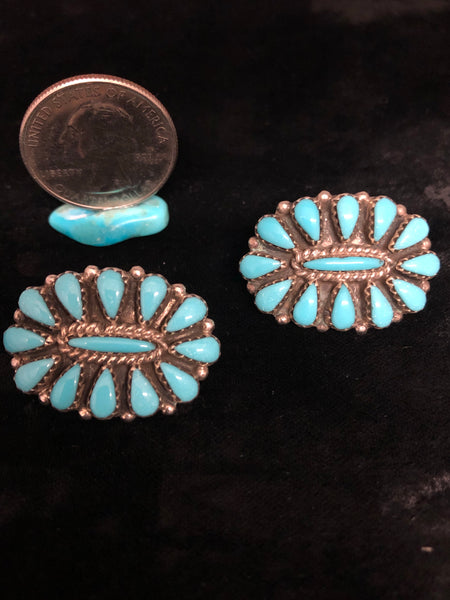 Turquoise cluster post earrings