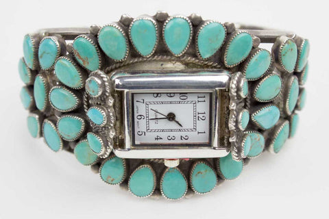Marbled Turquoise Clusterwork Navajo Watch - Turquoise Village - 1