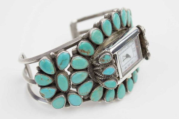 Marbled Turquoise Clusterwork Navajo Watch - Turquoise Village - 2